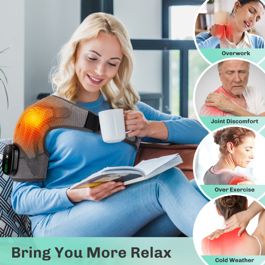 Smart Touchscreen Heated Shoulder Brace — USB-Rechargeable Thermal & Massage Support