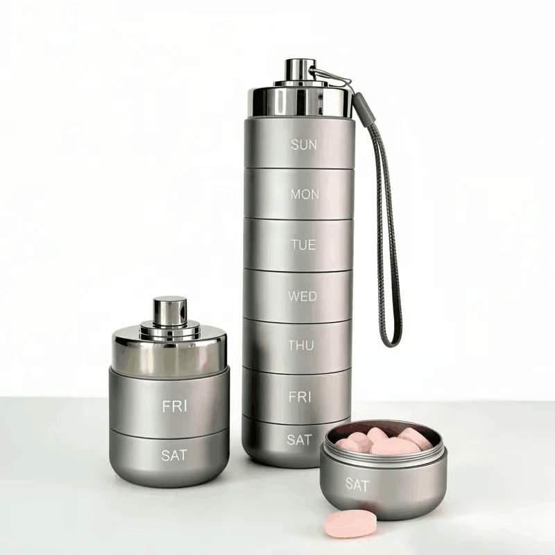 The Tiny Metal Travel Pill Organizer That’s Replacing Bulky Plastic Pill Boxes